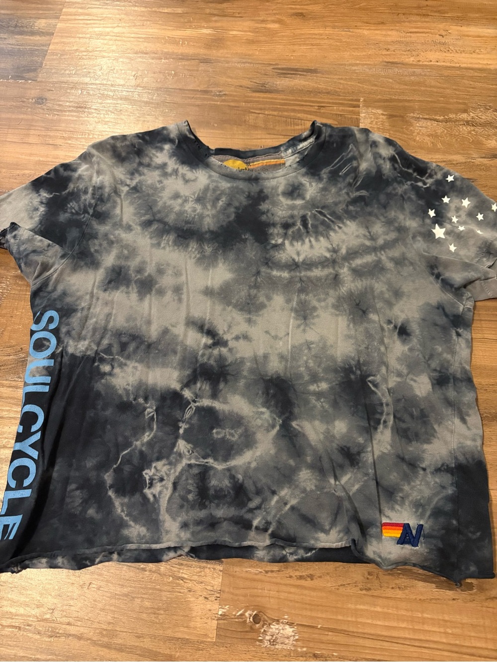 Aviator Nation Women’s Black and Gray Tie-Dye Short Sleeve Tee